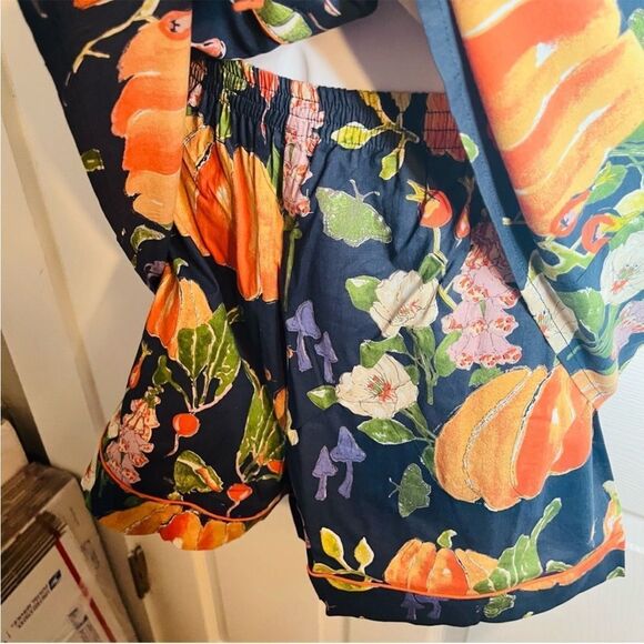 THEIR NIBS Fall Thanksgiving Pumpkin Patch Dreams Pajama Short Set Navy M NWT - Picture 7 of 12